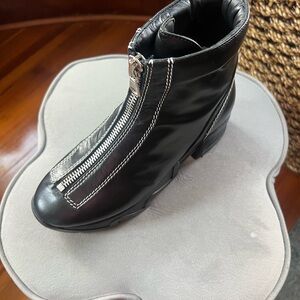 Black Ankle Boot with Silver Zipper